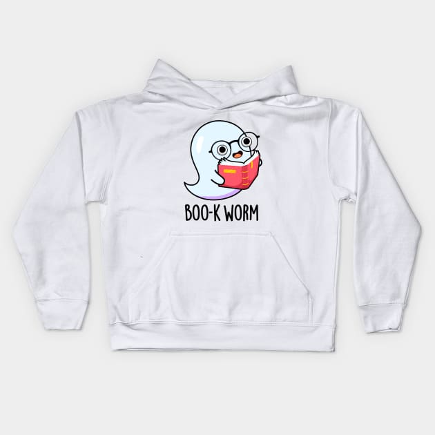 Boo-k Worm Cute Halloween Bookworm Ghost Pun Kids Hoodie by punnybone